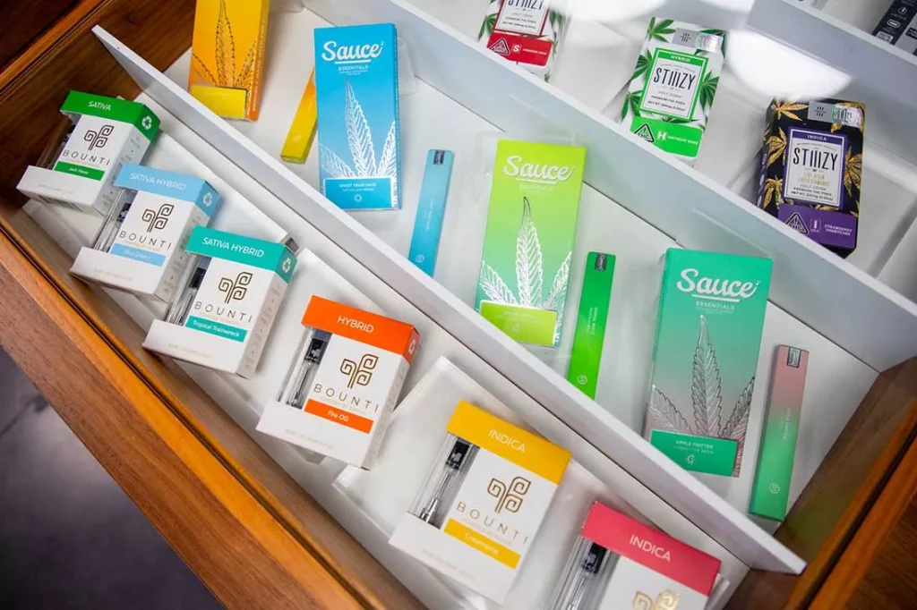 Cannabis vape products display